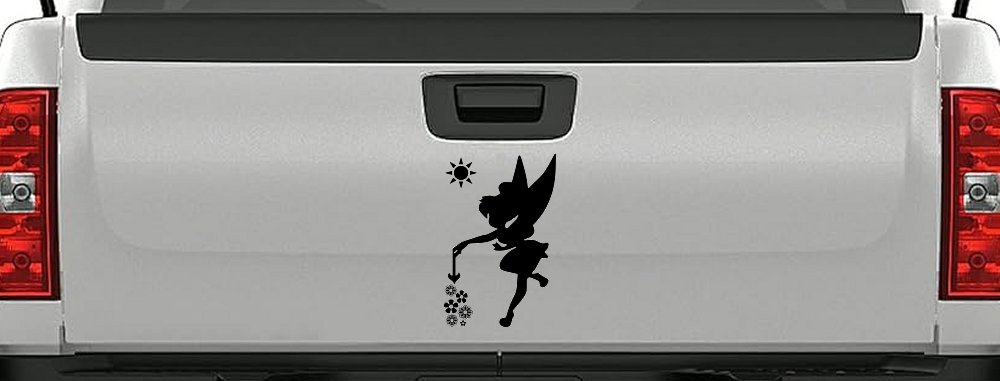 Tinkerbell Making Flowers Grow Cartoons Car or Truck Window Decal Sticker (Black)