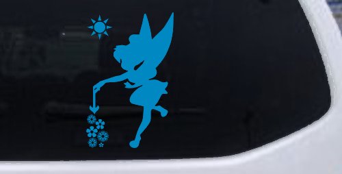 Tinkerbell Making Flowers Grow Cartoons Car or Truck Window Decal Sticker (Blue)