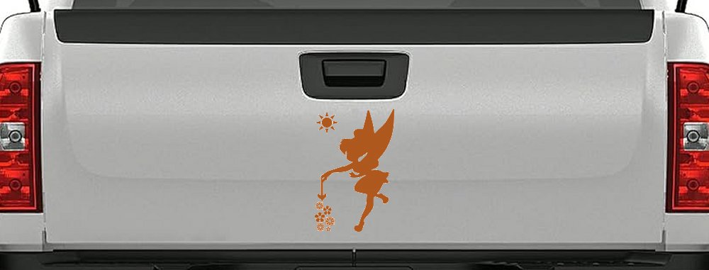 Tinkerbell Making Flowers Grow Cartoons Car or Truck Window Decal Sticker (Nut Brown)