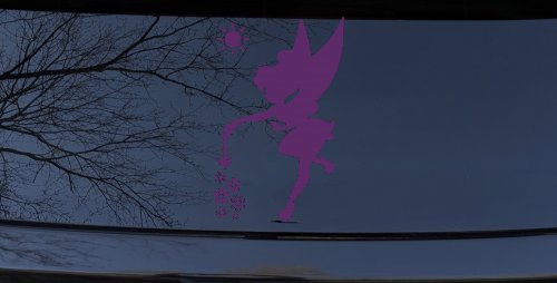 Tinkerbell Making Flowers Grow Cartoons Car or Truck Window Decal Sticker (Violet)