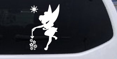 Tinkerbell Making Flowers Grow Cartoons Car or Truck Window Decal Sticker (White)