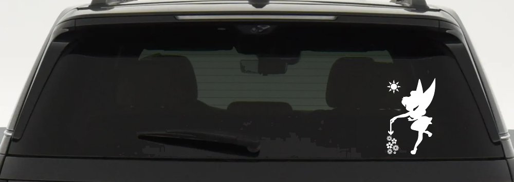Tinkerbell Making Flowers Grow Cartoons Car or Truck Window Vinyl Decal Sticker (White)