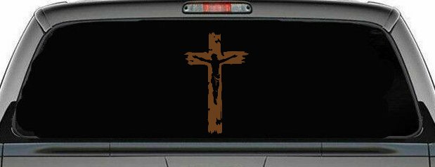 Jesus on the Cross Christian Car or Truck Window Decal Sticker (Copper)
