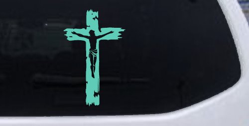 Jesus on the Cross Christian Car or Truck Window Decal Sticker (Mint)
