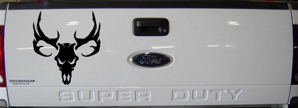 Tribal Buck Deer Skull with Huge Horns and Rack Hunting Car or Truck Window Decal Sticker