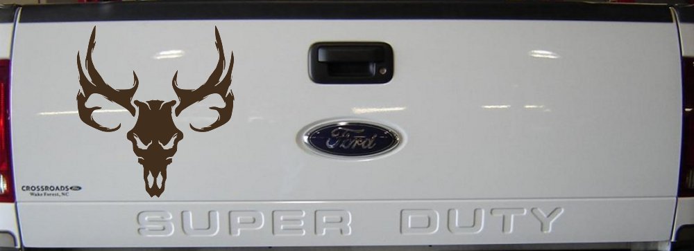 Tribal Buck Deer Skull with Huge Horns and Rack Hunting Car or Truck Window Decal Sticker