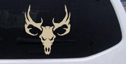 Tribal Buck Deer Skull with Huge Horns and Rack Hunting Car or Truck Window Decal Sticker