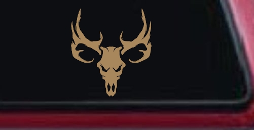 Tribal Buck Deer Skull with Huge Horns and Rack Hunting Car or Truck Window Decal Sticker