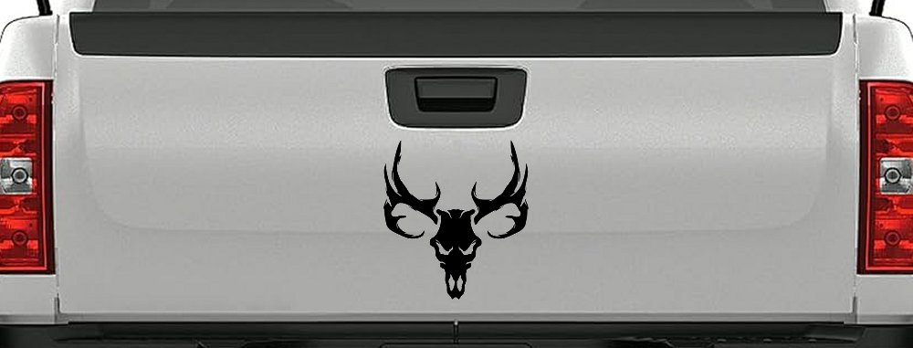Tribal Buck Deer Skull with Huge Horns and Rack Hunting Car or Truck Window Decal Sticker
