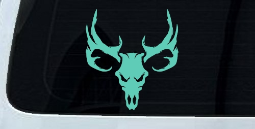 Tribal Buck Deer Skull with Huge Horns and Rack Hunting Car or Truck Window Decal Sticker