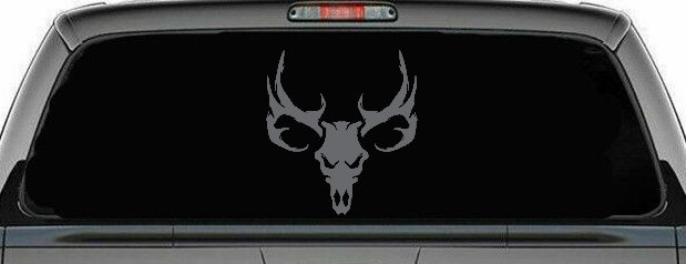 Tribal Buck Deer Skull with Huge Horns and Rack Hunting Car or Truck Window Decal Sticker