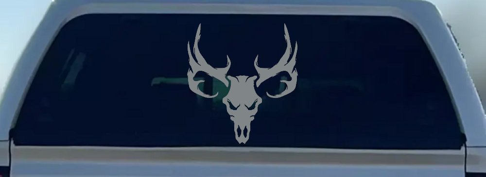 Tribal Buck Deer Skull with Huge Horns and Rack Hunting Car or Truck Window Decal Sticker