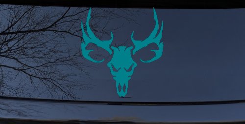 Tribal Buck Deer Skull with Huge Horns and Rack Hunting Car or Truck Window Decal Sticker