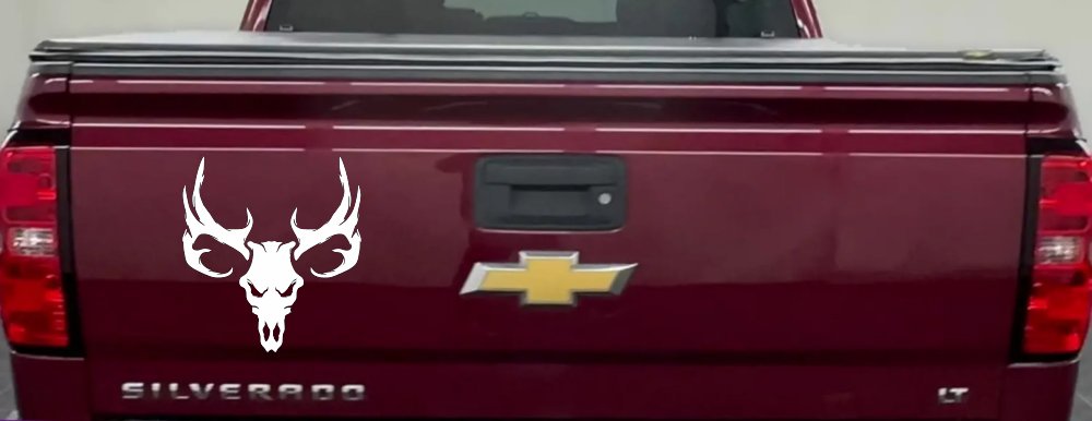 Tribal Buck Deer Skull with Huge Horns and Rack Hunting Car or Truck Window Decal Sticker