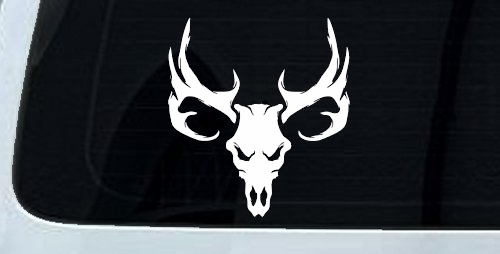 Tribal Buck Deer Skull with Huge Horns and Rack Hunting Car or Truck Window Decal Sticker