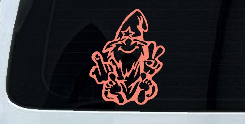 Wizard Shooting Bird and Giving Peace Sign Funny Car or Truck Window Decal Sticker (Coral)
