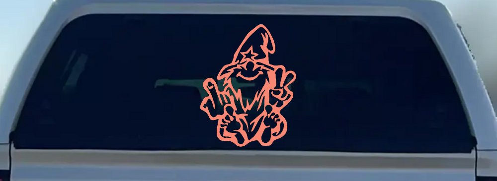 Wizard Shooting Bird and Giving Peace Sign Funny Car or Truck Window Decal Sticker (Coral)