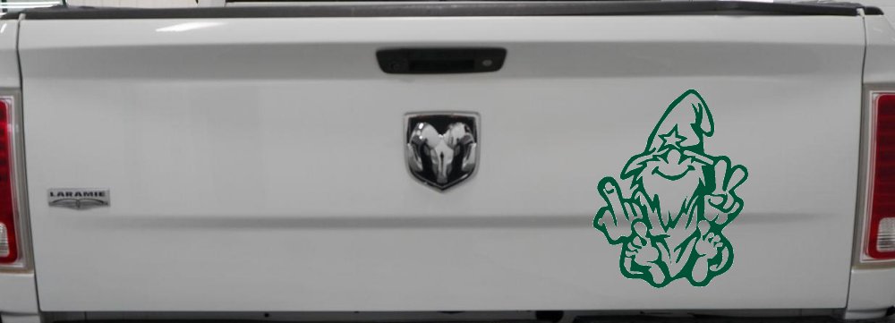 Wizard Shooting Bird and Giving Peace Sign Funny Car or Truck Window Vinyl Decal Sticker (Dark Green)