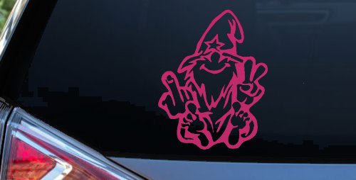 Wizard Shooting Bird and Giving Peace Sign Funny Car or Truck Window Decal Sticker
