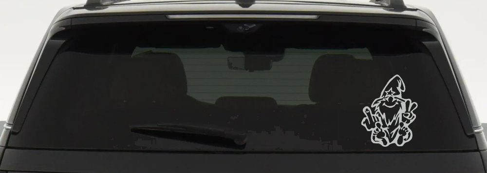 Wizard Shooting Bird and Giving Peace Sign Funny Car or Truck Window Decal Sticker (Light Gray)