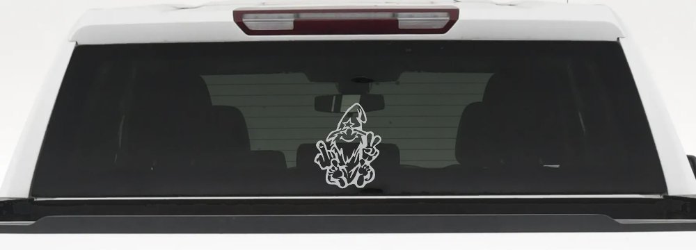 Wizard Shooting Bird and Giving Peace Sign Funny Car or Truck Window Decal Sticker