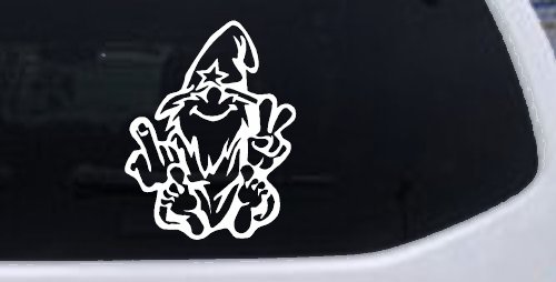 Wizard Shooting Bird and Giving Peace Sign Funny Car or Truck Window Decal Sticker