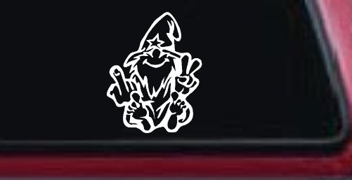 Wizard Shooting Bird and Giving Peace Sign Funny Car or Truck Window Decal Sticker