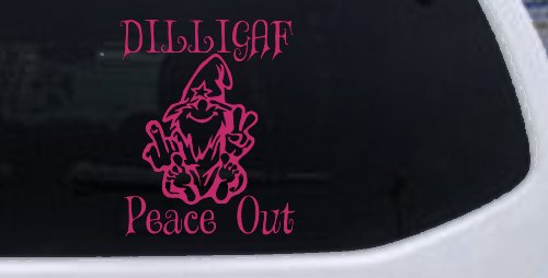 DILLIGAF Wizard Peace Out Funny Car or Truck Window Vinyl Decal Sticker (Hot Pink)