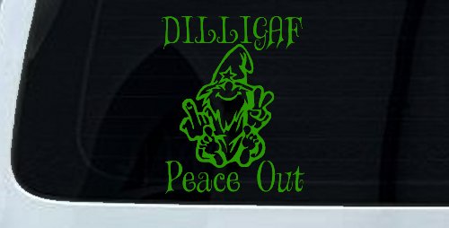 DILLIGAF Wizard Peace Out Funny Car or Truck Window Decal Sticker (Lime)