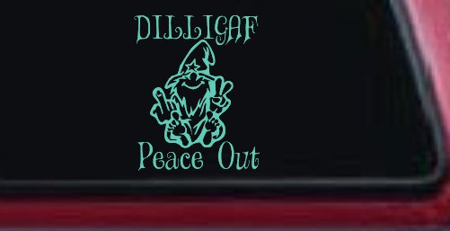 DILLIGAF Wizard Peace Out Funny Car or Truck Window Decal Sticker (Mint)