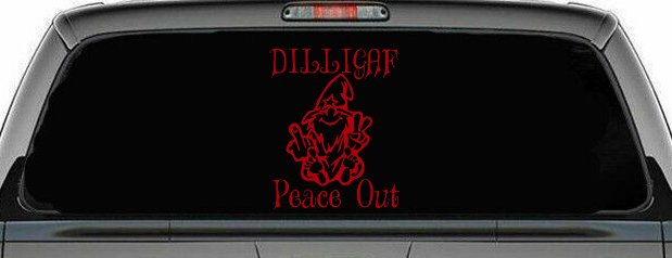 DILLIGAF Wizard Peace Out Funny Car or Truck Window Decal Sticker (Red)