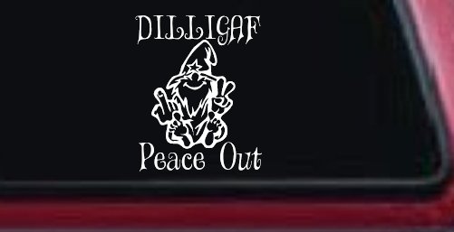 DILLIGAF Wizard Peace Out Funny Car or Truck Window Decal Sticker