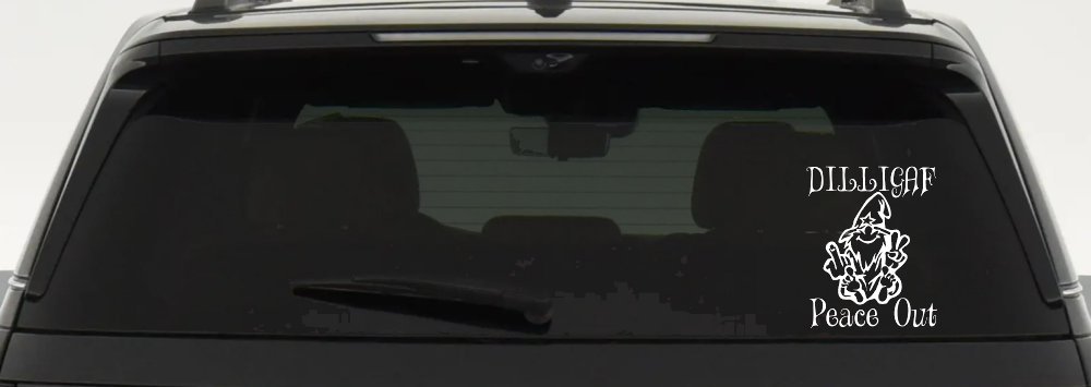DILLIGAF Wizard Peace Out Funny Car or Truck Window Decal Sticker