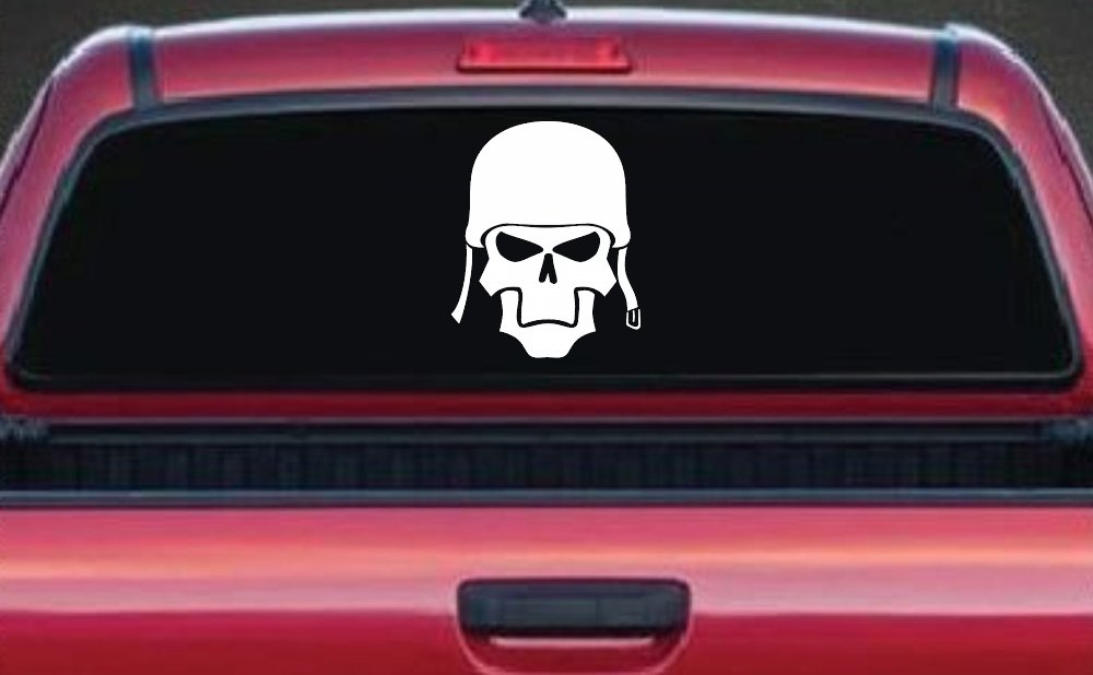 Skull with Helmet Biker Car or Truck Window Decal Sticker