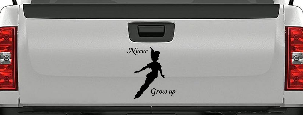 Peter Pan Never Grow Up Sci Fi Car or Truck Window Decal Sticker (Black)