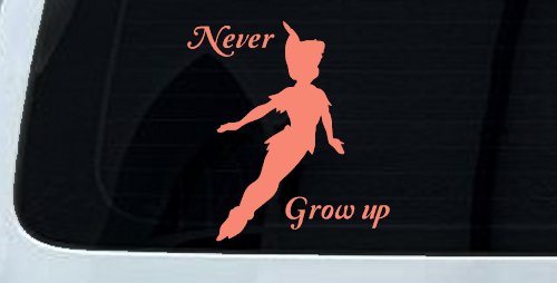 Peter Pan Never Grow Up Sci Fi Car or Truck Window Vinyl Decal Sticker (Coral)