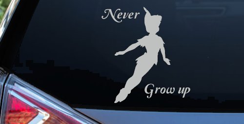 Peter Pan Never Grow Up Sci Fi Car or Truck Window Decal Sticker (Light Gray)