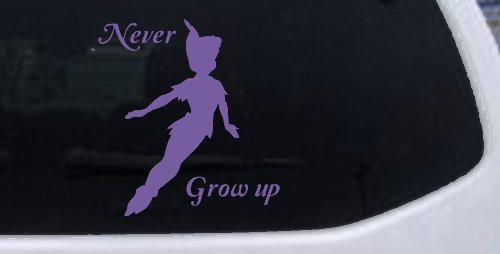Peter Pan Never Grow Up Sci Fi Car or Truck Window Decal Sticker (Purple)
