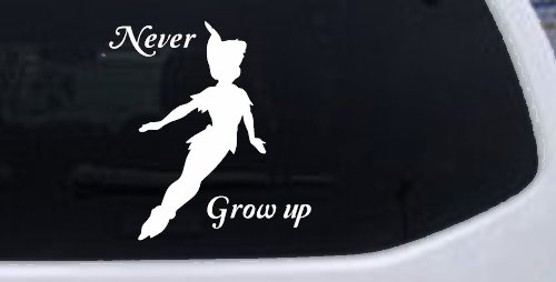 Peter Pan Never Grow Up Sci Fi Car or Truck Window Vinyl Decal Sticker (White)