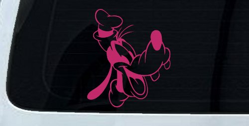 Goofy The Dog Laughing Cartoons Car or Truck Window Decal Sticker (Hot Pink)