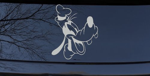 Goofy The Dog Laughing Cartoons Car or Truck Window Decal Sticker (Light Gray)