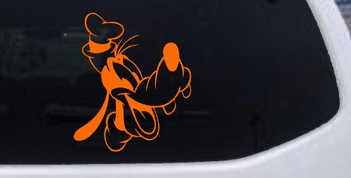 Goofy The Dog Laughing Cartoons Car or Truck Window Decal Sticker (Orange)