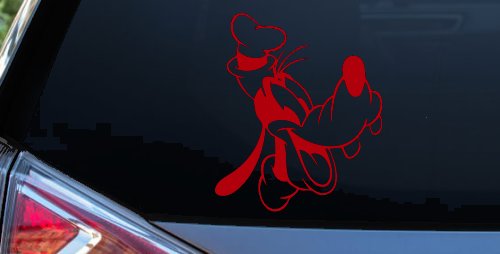 Goofy The Dog Laughing Cartoons Car or Truck Window Decal Sticker (Red)