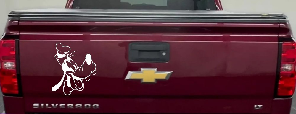 Goofy The Dog Laughing Cartoons Car or Truck Window Vinyl Decal Sticker (White)