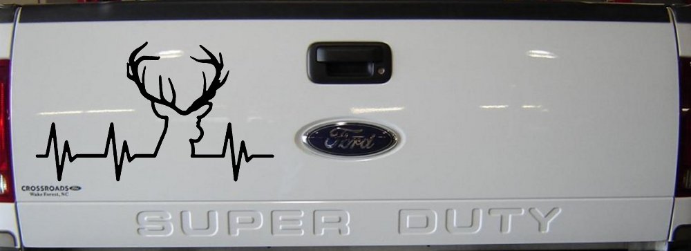 Buck Deer Heartbeat Hunting Car or Truck Window Vinyl Decal Sticker (Black)