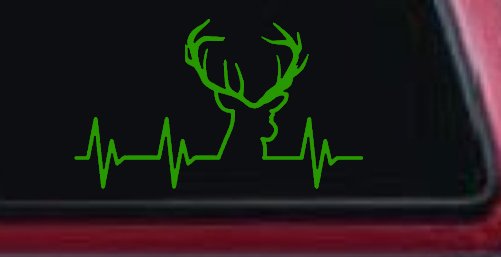 Buck Deer Heartbeat Hunting Car or Truck Window Decal Sticker (Lime)