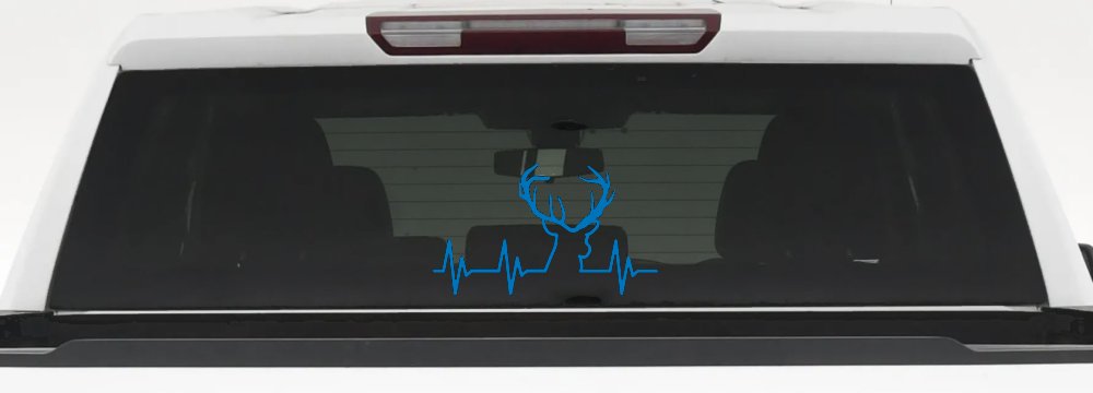 Buck Deer Heartbeat Hunting Car or Truck Window Decal Sticker (Sky Blue)