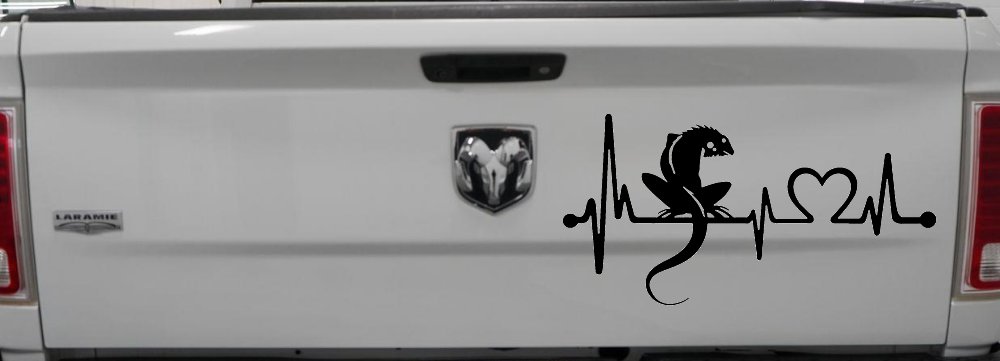 Iguana Lizard Heartbeat Car or Truck Window Decal Sticker