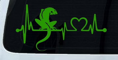Iguana Lizard Heartbeat Car or Truck Window Decal Sticker