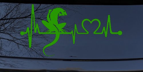 Iguana Lizard Heartbeat Car or Truck Window Decal Sticker